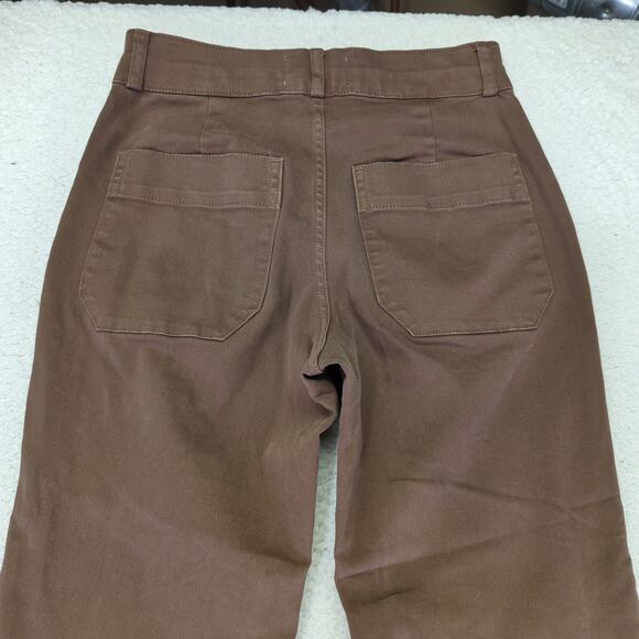 Everlane Brown Utility Kick Flare Pants Cotton Stretch Women 4 Cropped Wide Leg - Picture 5 of 9